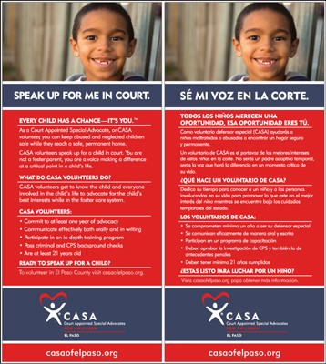 Rack Card - Speak up for me Rack Card (Boy Toothless Grin) - ENGLISH AND SPANISH