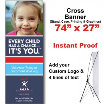 Girl Pink Shirt Cross Banner (74x27)