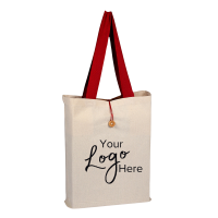 Button-Up Tote 15" x 16" x 3" Gusset  Bag with Color Handles