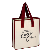 Canvas Shopping 14" x 15" x 4" Gusset  Bag with Natural Handles