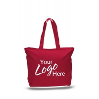 Canvas Zipper Tote Bag 20" W x 15" H with 5" Gusset