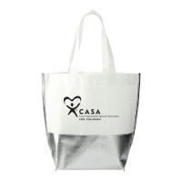 Large Laminated Metallic Bottom Tote