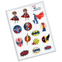 Super Hero 9" x 6" Sticker Sheet