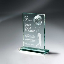 Glass Golf Ball On Jade Glass Rectangle