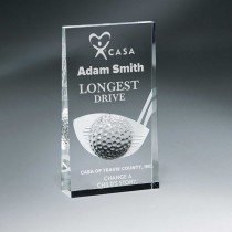 Optic Crystal Wedge With Golf Ball And Etched Club Design