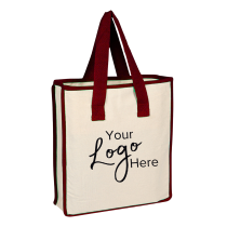 Canvas Shopping 14" x 15" x 4" Gusset  Bag with Natural Handles