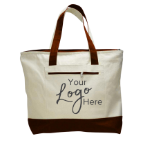 Canvas Zipper Tote Bag 18" W x 14" H with 4.5" Gusset