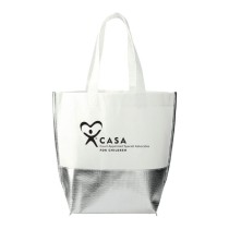 Large Laminated Metallic Bottom Tote