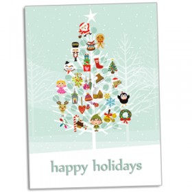 Custom Christmas Card - Happy Holidays (Tree full of Ornaments)  Spread the Word TM with Envelopes