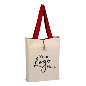 Button-Up Tote 15" x 16" x 3" Gusset  Bag with Color Handles