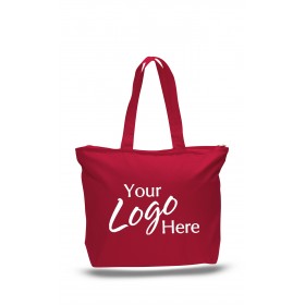 Canvas Zipper Tote Bag 20" W x 15" H with 5" Gusset